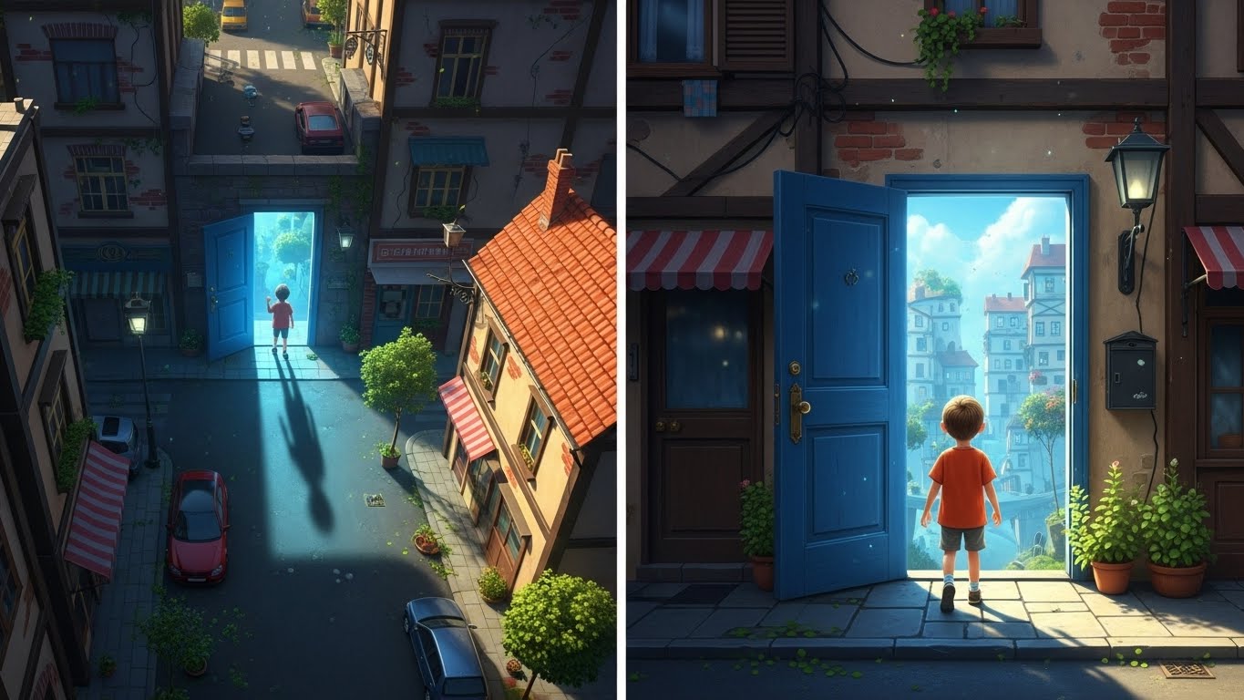 The World Beyond the Blue Door: A Visual Story of Secrets and Discovery